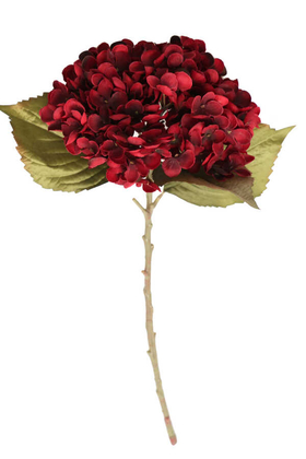 Yapay Çiçek Deposu - Yapay Koca Kafa Delüx Ortanca Dalı 50 cm Bordo