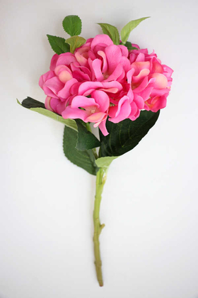 Yapay Çiçek Deposu - Yapay Koca Kafa Lüx Bodur Ortanca Dalı 46 cm Fuşya