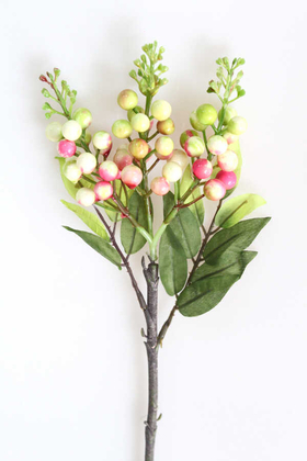 Yapay Çiçek Deposu - Yapay Köpük Garnitür Dalı 50 cm Yeşil-pembe