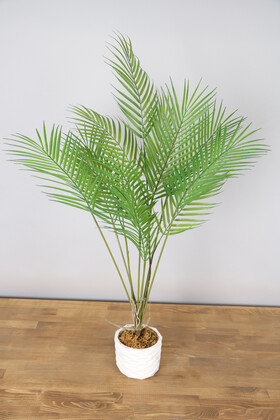 Yapay Çiçek Deposu - Yapay Areka Palmiyesi Ağacı 105 cm 14 Dal(12 Yaparaklı) Beton saksılı