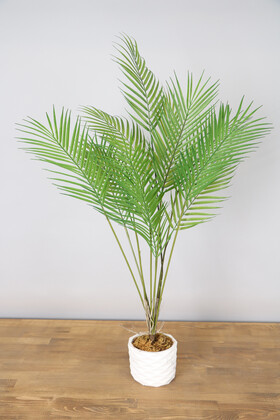 Yapay Areka Palmiyesi Ağacı 105 cm 14 Dal(12 Yaparaklı) Beton saksılı - Thumbnail