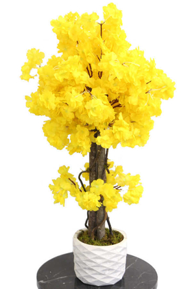 Yapay Çiçek Deposu - Yapay Küçük Bahar Dalı Ağacı 75 cm Sarı