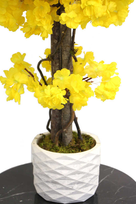 Yapay Küçük Bahar Dalı Ağacı 75 cm Sarı - Thumbnail