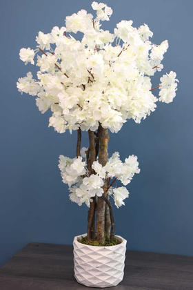 Yapay Küçük Japon Bahar Dalı Ağacı 75 cm Beyaz - Yapay Çiçek Deposu