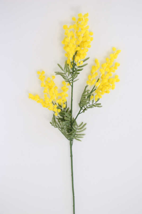 Yapay Lüx 3lü Mimoza Dalı 85 cm Sarı - Thumbnail