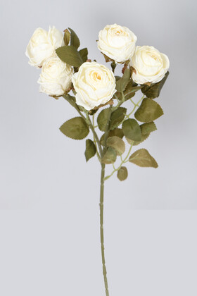 Yapay Çiçek Deposu - Yapay Lux 5li Kuru Model Gül Demeti 42 cm Kırık Beyaz