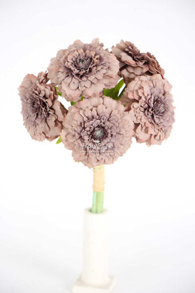 Yapay Lüx 6lı Gerbera Demeti 30 cm Gri - Thumbnail