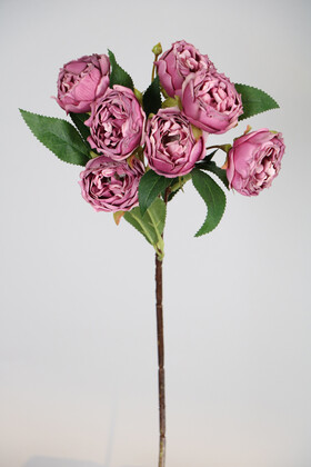 Yapay Çiçek Deposu - Yapay Lux 7li Salkım Gül Dalı 48 cm Gül Kurusu