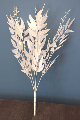 Yapay Çiçek Deposu - Yapay Yeşillik Zeytin Dalı Demeti Beyaz