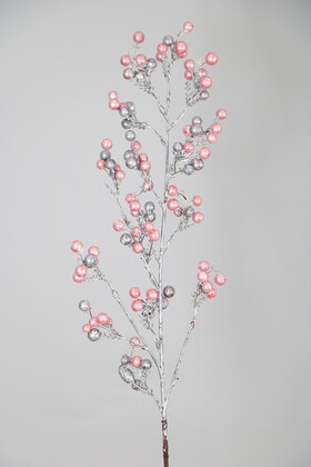 Yapay Çiçek Deposu - Yapay Lüx Karlı Kokina Dalı 80 cm Kırmızı