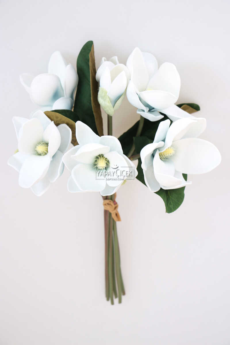 Yapay Lüx Lateks Manolya Demeti 33 Cm Buz Mavisi