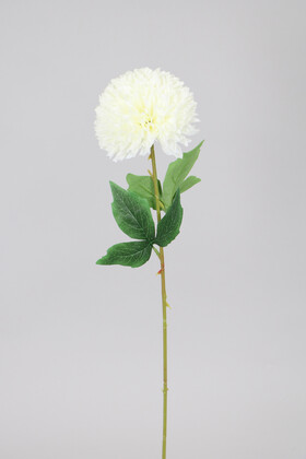 Yapay Çiçek Deposu - Yapay Çiçek Lüx Top Kasımpatı Dalı 60 cm Beyaz