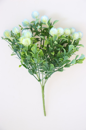 Yapay Çiçek Deposu - Yapay Lüx Top Yeşillik Demeti 30 cm Açık Mavi