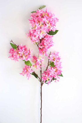 Yapay Lüx Uzun dal Saçaklı Mine Çiçeği 100 cm Pembe - Thumbnail