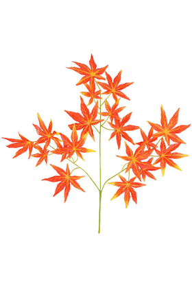 Yapay Çiçek Deposu - Yapay Çınar Ağacı Dalı Yapay Yaprak 75 cm Turuncu
