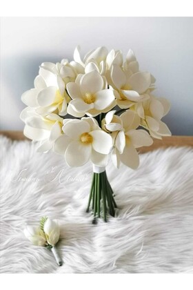 Yapay Çiçek Deposu - Lüx Lateks Manolya Gelin Çiçeği 2li Set