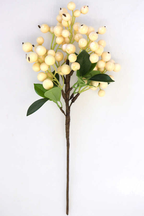 Yapay Çiçek Deposu - Yapay Köpük Kokina Dalı 35 cm Krem