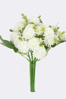 Yapay Çiçek Deposu - Yapay 18li Mini Kartanesi Demeti 25 cm Beyaz