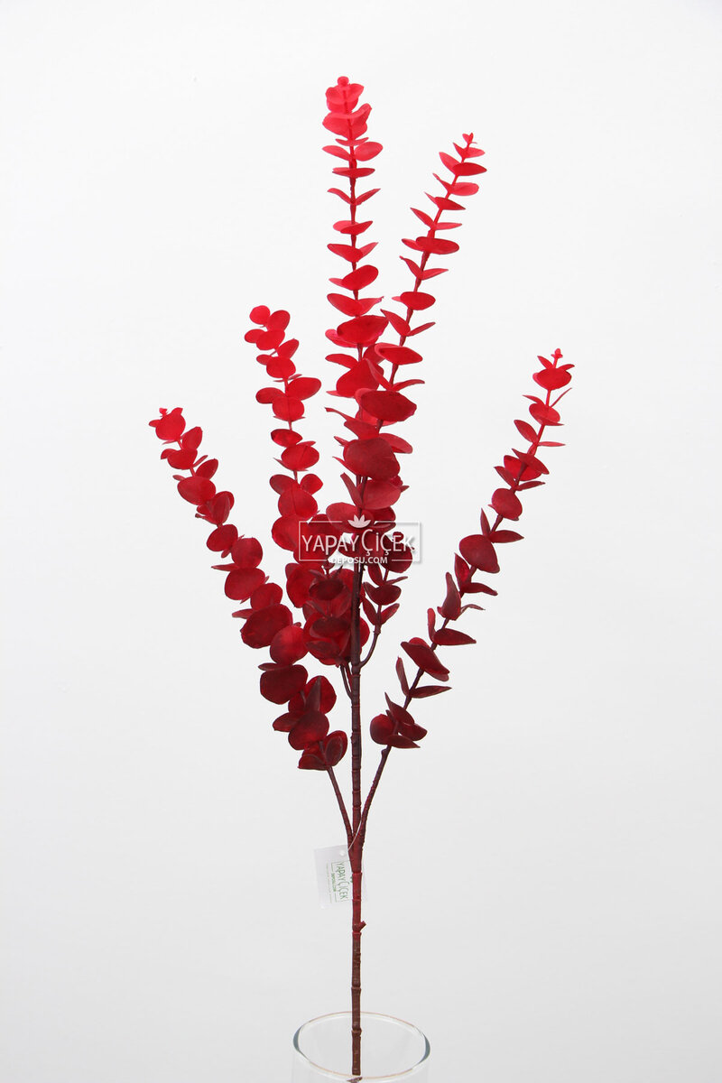 Yapay Retro Pastel Okaliptus Dalı 80 Cm Bordo