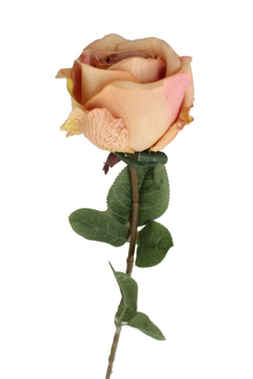 Yapay Çiçek Deposu - Yapay Orjinal Açmış Gül Dalı 62 cm Kahverengi