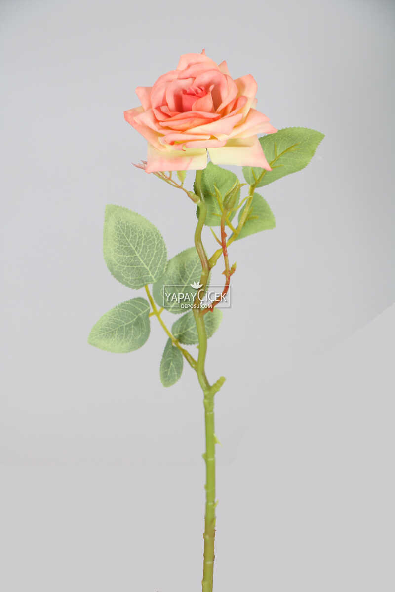 Yapay Orjinal Açmış Gül Dalı 43 Cm Açık Pembe