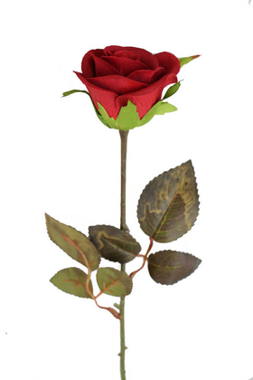 Yapay Çiçek Deposu - Yapay Orjinal Gonca Gül Dalı 44 cm Kırmızı