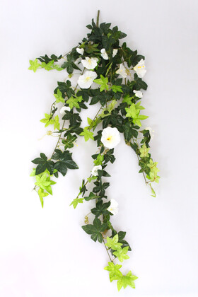 Yapay Çiçek Deposu - Yapay Çiçek Lüx Boru Çiçekli Sarmaşık 110 Cm Beyaz