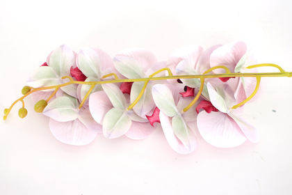 Yapay Dal Baskılı Orkide Çiçeği 88 cm Pembe Çizgili - Thumbnail