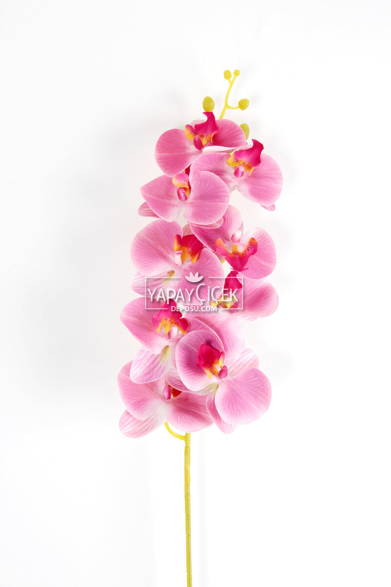 Yapay Dal Baskılı Orkide Çiçeği 88 Cm Pembe Çizgili