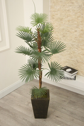 Yapay Palmiye Ağacı 150 cm Siyah-Gold Saksılı - Thumbnail