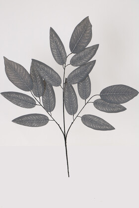 Yapay Çiçek Deposu - Yapay Pastel Ceviz Ağacı Dalı Kadife Dokulu 70 cm Mat Gri