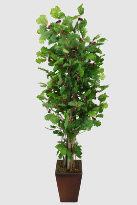 Ahşap Saksıda Yapay Pelit Ağacı Meşe Palamudu 190 cm - 4