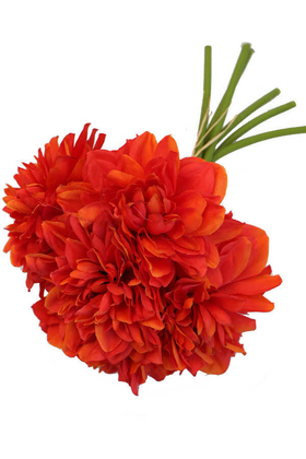 Yapay Krizantem Dahlia Yıldız Çiçeği 25cm Alev Kırmızı - Thumbnail