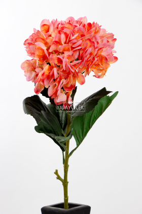 Yapay Premium Islak Ortanca Dalı 105cm Turuncu-Pembe - 2