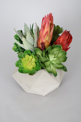 Yapay Çiçek Deposu - Lüx Yapay Succulent Masa Çiçeği Tanzimi Premium
