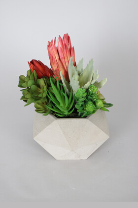 Lüx Yapay Succulent Masa Çiçeği Tanzimi Premium - Thumbnail