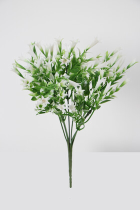 Yapay Çiçek Deposu - Yapay Külah Bitkisi Demeti 32 cm Yeşil-Beyaz