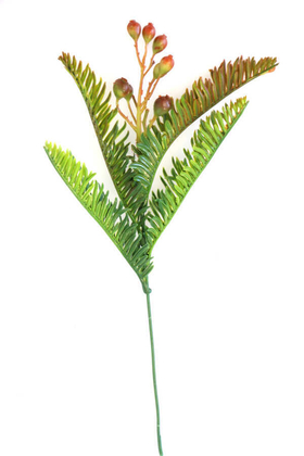 Yapay Çiçek Deposu - Yapay Küçük Ara Dal Garnitür Bitki 25 cm Yeşil-Kahve