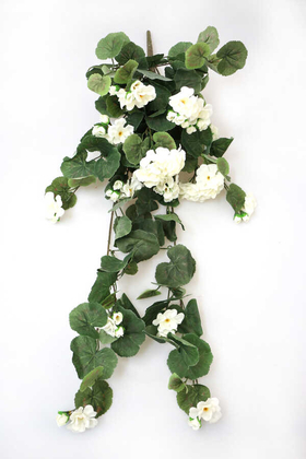 Yapay Çiçek Deposu - Yapay Lüx Sarkan Sardunya 75 cm Beyaz