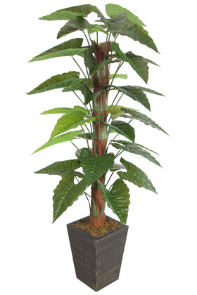Yapay Çiçek Deposu - 36 Yapraklı Yapay Giganteum Sekoya Ağacı 190 cm Yeşil (Ahşap Siyah Gold-Saksıda)