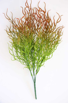Yapay Çiçek Deposu - Dekoratif Yapay Deprem Bitkisi Demeti 45 cm Yeşil-Turuncu