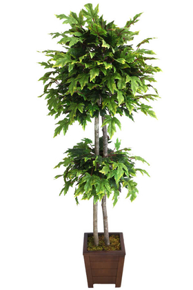 Yapay Çiçek Deposu - 2 Gövdeli Yapay Çınar Ağacı 170 cm Parlak Yeşil-Sarı