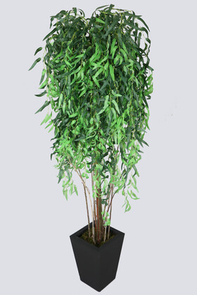 Ahşap Saksıda Yapay Ağlayan Söğüt Ağacı (Salix Babylonica) - Thumbnail