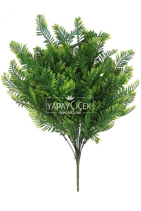 Yapay Çiçek Deposu - 18 Dallı Dev Lüx Kuşkonmaz Demeti 52 cm Yeşil-Sarı