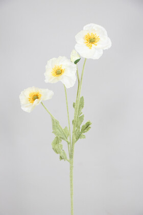 Yapay Çiçek Deposu - Yapay Çiçek 4lü Gelincik Dalı 60 cm Beyaz