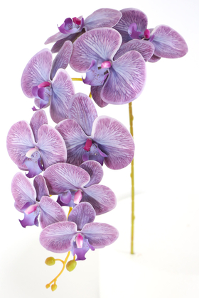 Yapay Çiçek Deposu - Yapay Dal Baskılı Orkide Çiçeği 88 cm Mor
