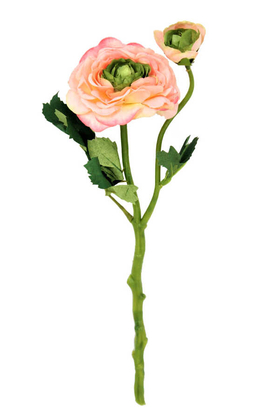 Yapay Çiçek Deposu - Yapay Tomurcuklu Gül Dalı 40 cm Somon