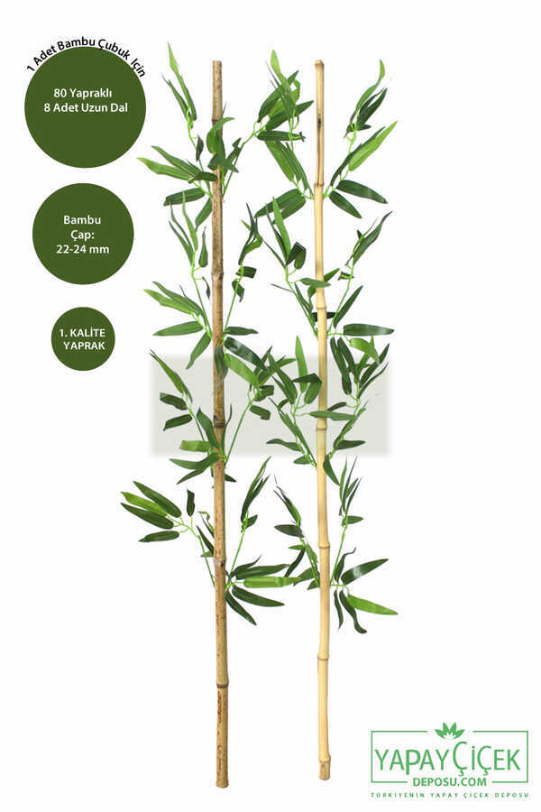 115 Cm Yapay 8 Dal Yapraklı Gerçek Bambu