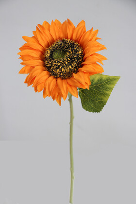 Yapay Çiçek Deposu - Yapay Ayçiçeği Dalı 33 cm Turuncu