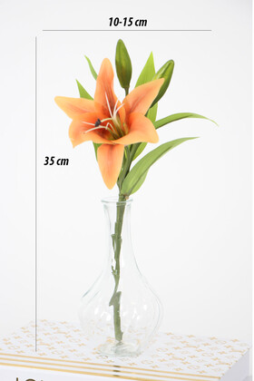 Yapay Çiçek Küçük Dal Islak Zambak 35 cm Turuncu - 3